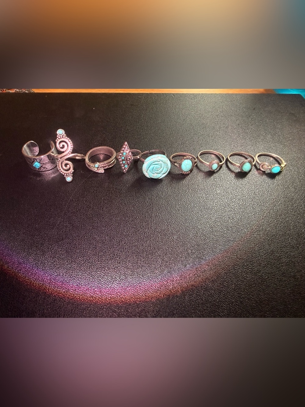 Turquoise Stone Boho Ring Set - Women Jewelry